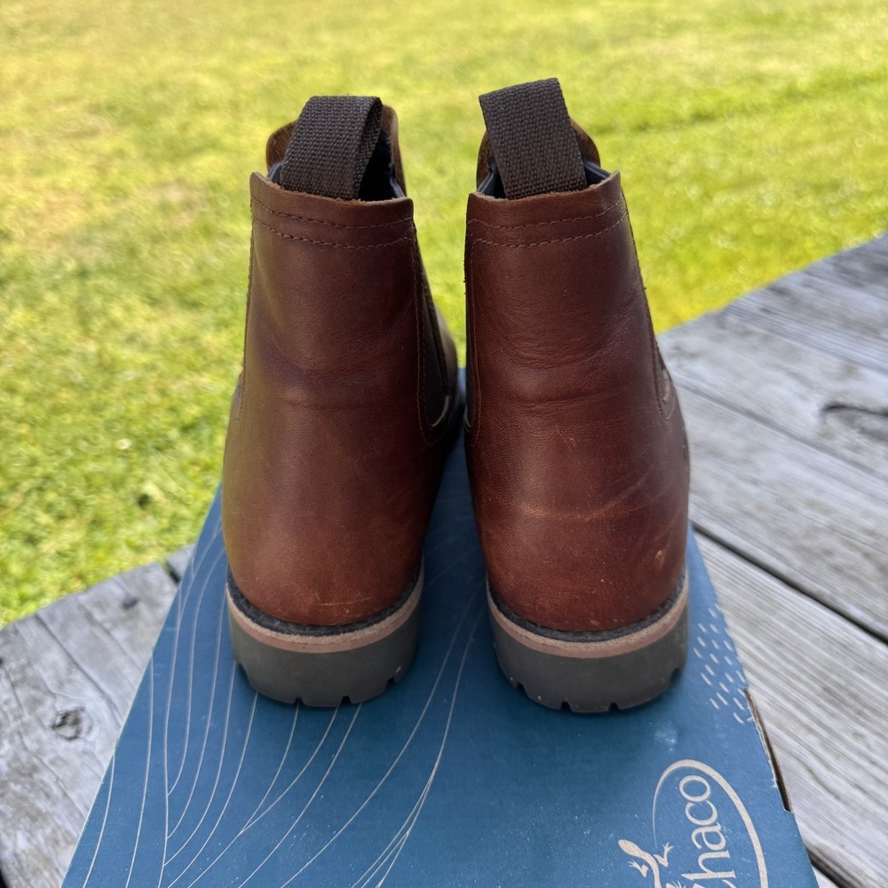 Chaco Fields Chelsea Waterproof Boots Womens 8 Barley Brown Leather Lug Sole - Picture 5 of 8